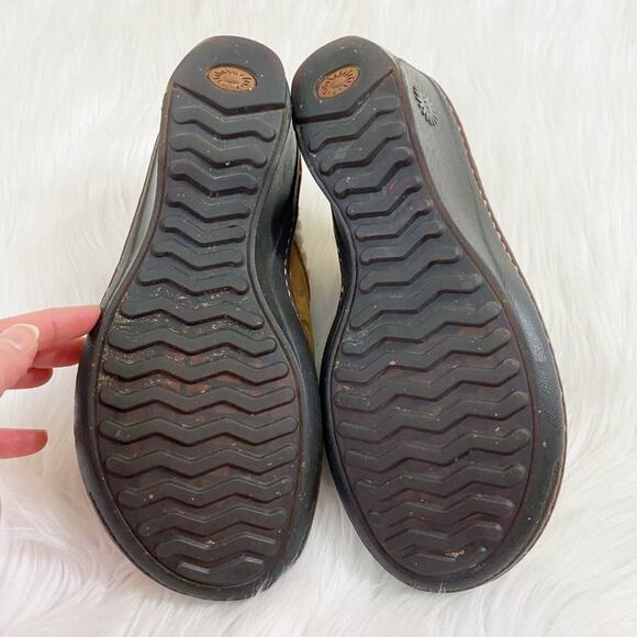 Ugg Chestnut Brown Suede Wedge Heel Clogs Shearling Lining Women's Size 7 EUC - Picture 7 of 10